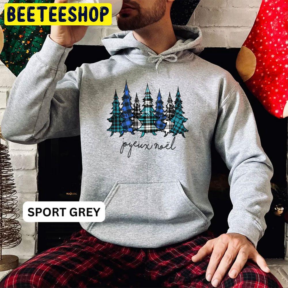 Joyeux Noel Blue Plaid Christmas Trending Unisex Hoodie Joyeux Noel Blue Plaid Christmas Trending Unisex Hoodie