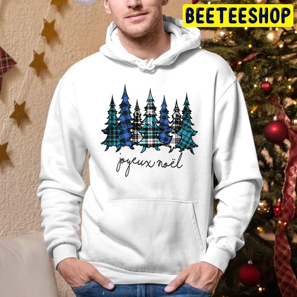 Joyeux Noel Blue Plaid Christmas Trending Unisex Hoodie Joyeux Noel Blue Plaid Christmas Trending Unisex Hoodie