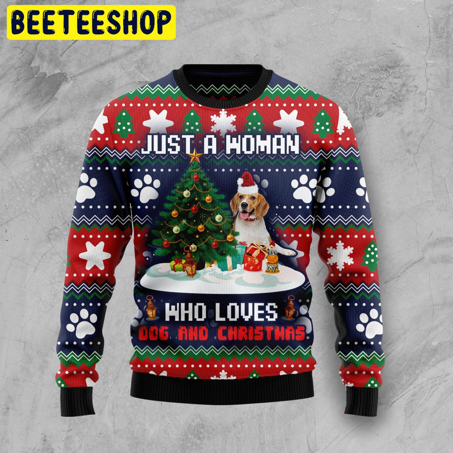 Just A Woman Who Love Dog Trending Ugly Christmas Sweatshirt Just A Woman Who Love Dog Trending Ugly Christmas Sweatshirt