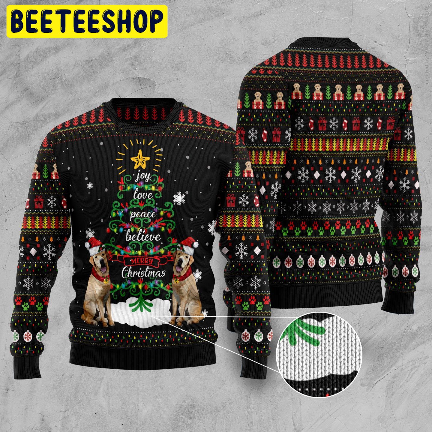 juy Love Peace Believe Labrador Retriever Trending Ugly Christmas Sweatshirt juy Love Peace Believe Labrador Retriever Trending Ugly Christmas Sweatshirt