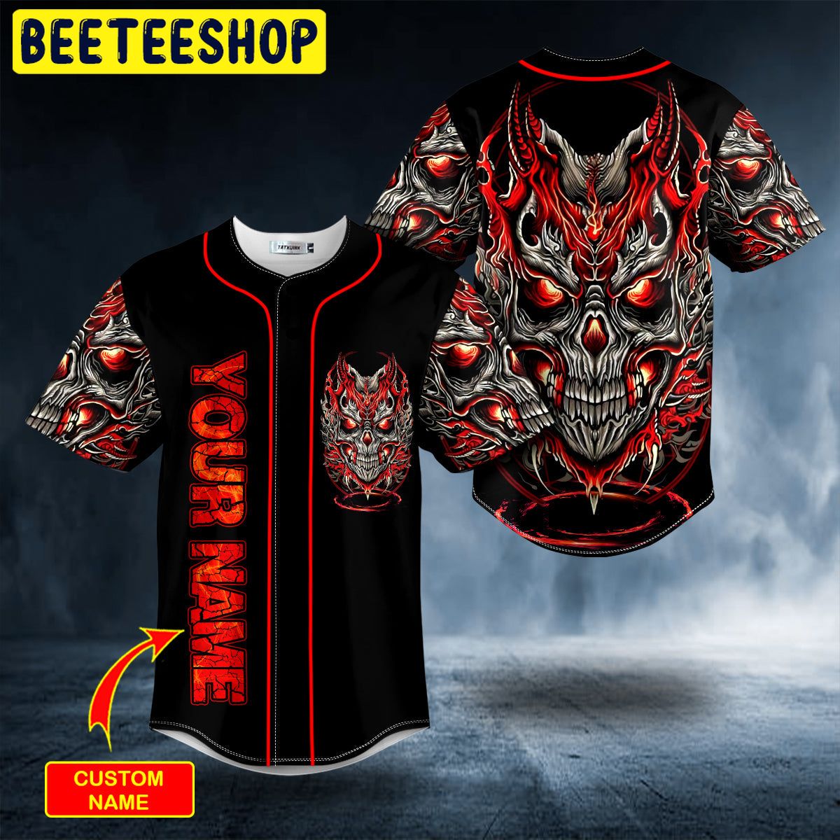 Kabuki Demonic Skull Custom Trending Baseball Jersey Kabuki Demonic Skull Custom Trending Baseball Jersey