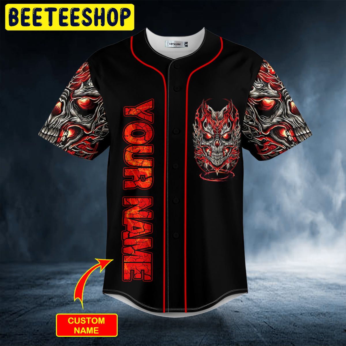 Kabuki Demonic Skull Custom Trending Baseball Jersey Kabuki Demonic Skull Custom Trending Baseball Jersey