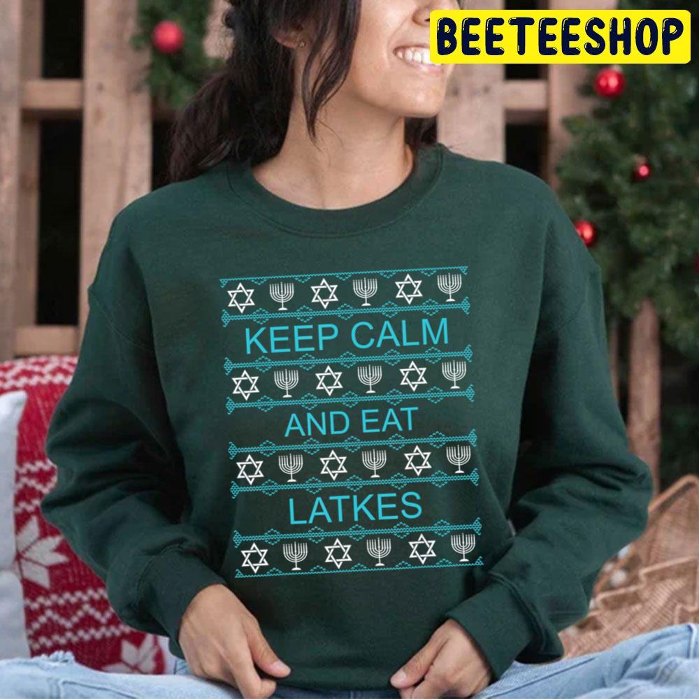 Keep Calm Eat Latkes Ugly Pattern Trending Unisex Hoodie Keep Calm Eat Latkes Ugly Pattern Trending Unisex Hoodie