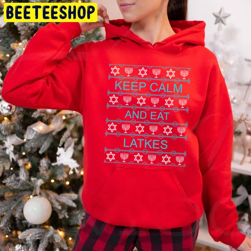 Keep Calm Eat Latkes Ugly Pattern Trending Unisex Hoodie Keep Calm Eat Latkes Ugly Pattern Trending Unisex Hoodie