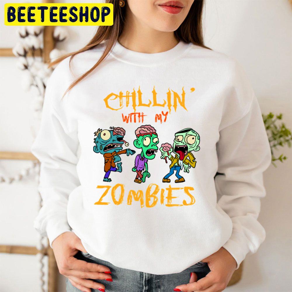 Kids Chillin With My Zombies Halloween Funny Zombie Boys Trending Unisex Sweatshirt Kids Chillin With My Zombies Halloween Funny Zombie Boys Trending Unisex Sweatshirt
