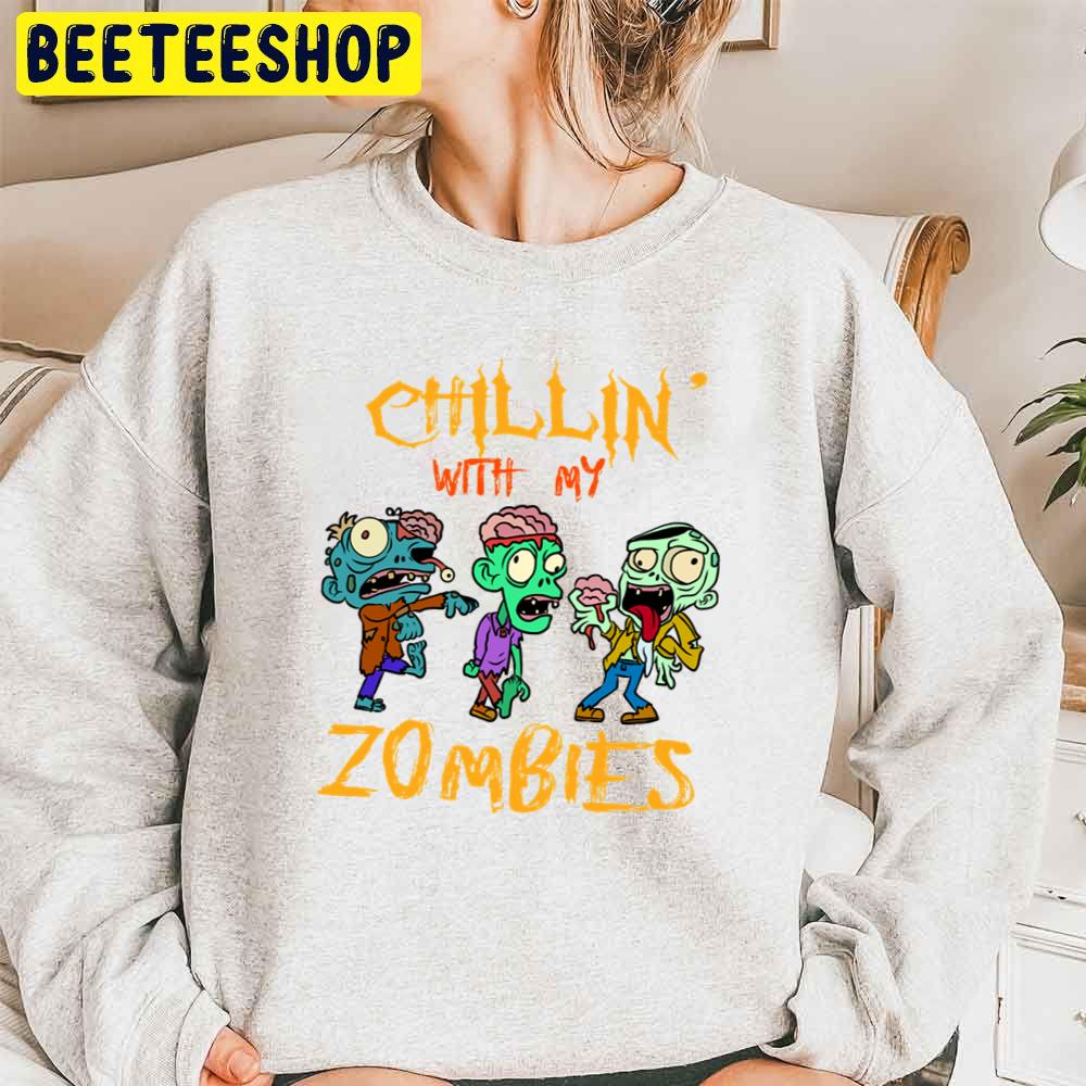 Kids Chillin With My Zombies Halloween Funny Zombie Boys Trending Unisex Sweatshirt Kids Chillin With My Zombies Halloween Funny Zombie Boys Trending Unisex Sweatshirt