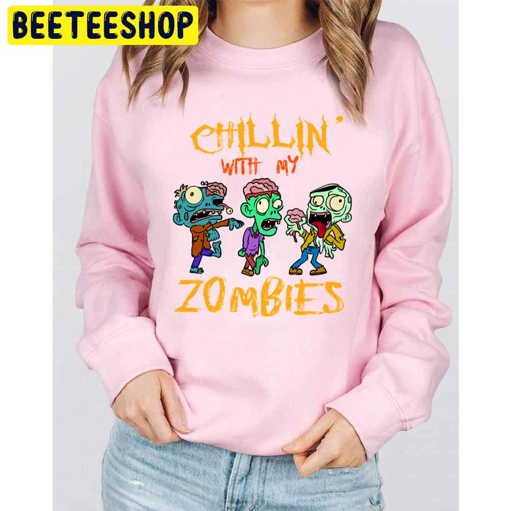Kids Chillin With My Zombies Halloween Funny Zombie Boys Trending Unisex Sweatshirt Kids Chillin With My Zombies Halloween Funny Zombie Boys Trending Unisex Sweatshirt