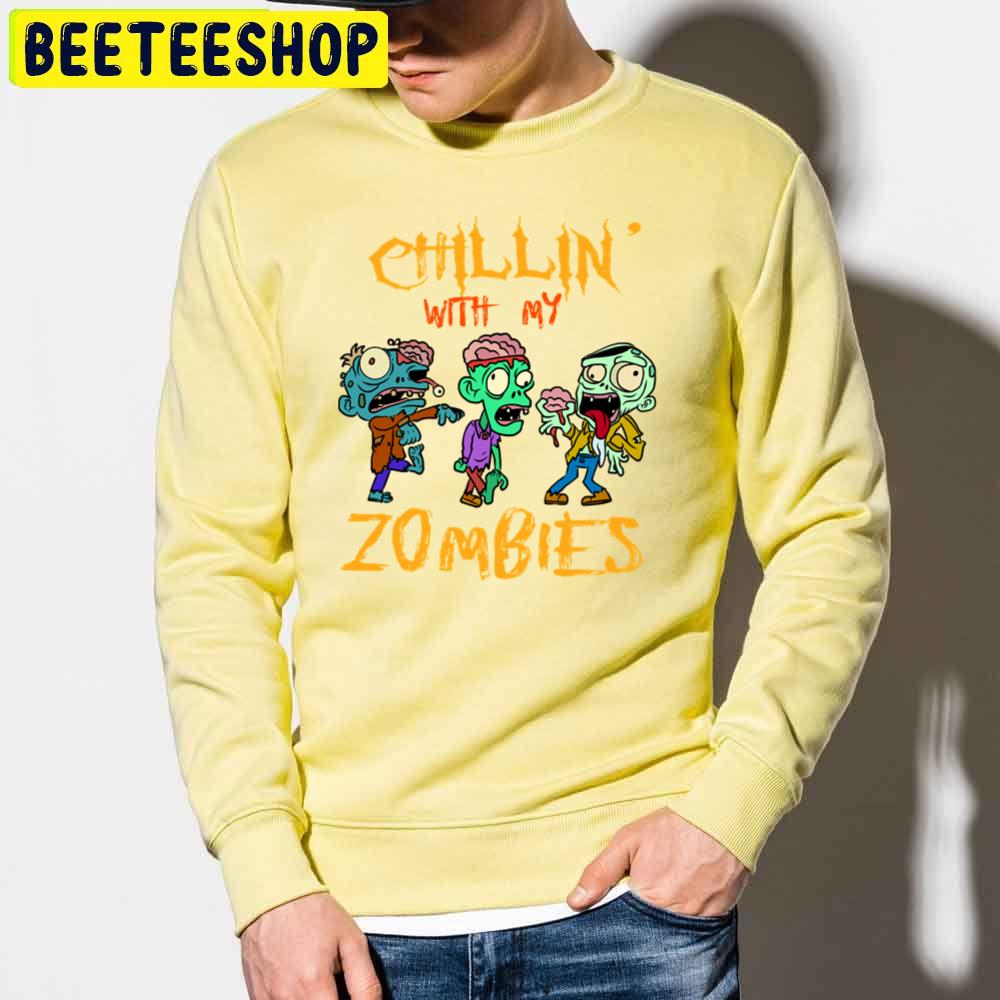 Kids Chillin With My Zombies Halloween Funny Zombie Boys Trending Unisex Sweatshirt Kids Chillin With My Zombies Halloween Funny Zombie Boys Trending Unisex Sweatshirt