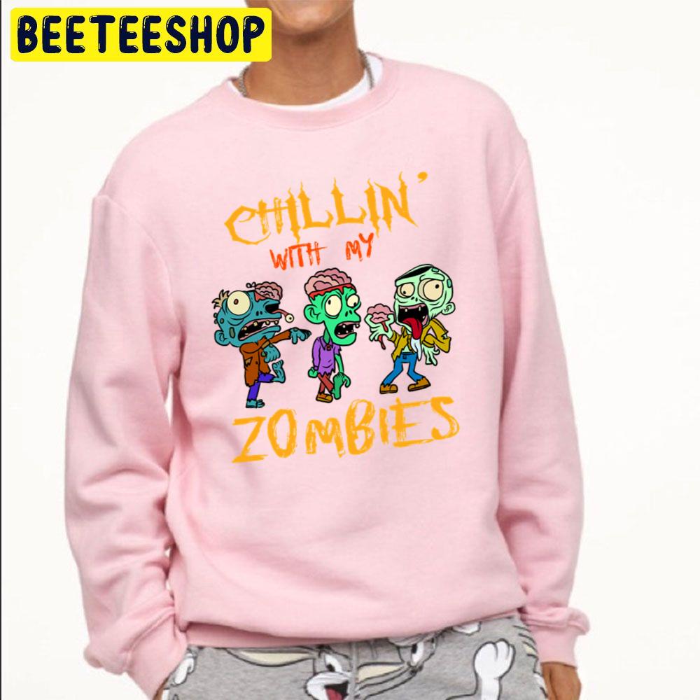 Kids Chillin With My Zombies Halloween Funny Zombie Boys Trending Unisex Sweatshirt Kids Chillin With My Zombies Halloween Funny Zombie Boys Trending Unisex Sweatshirt