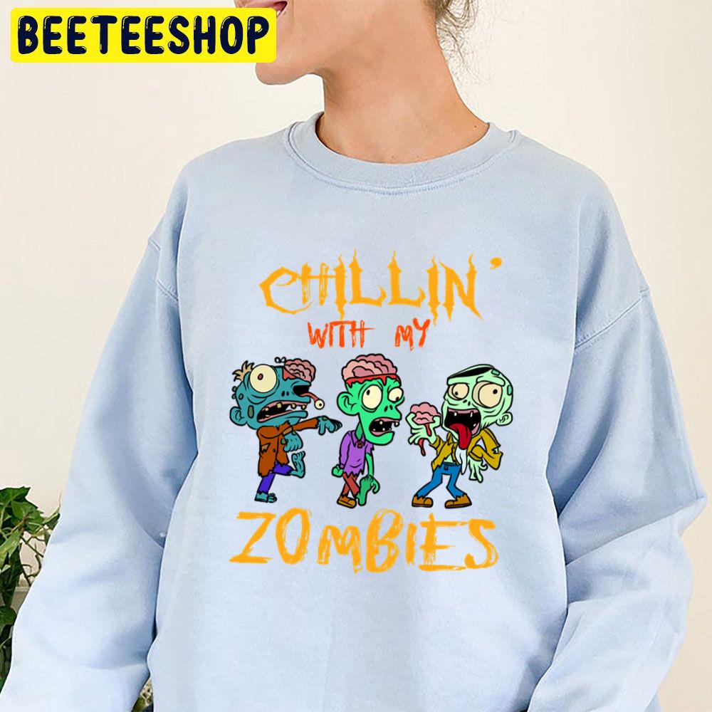 Kids Chillin With My Zombies Halloween Funny Zombie Boys Trending Unisex Sweatshirt Kids Chillin With My Zombies Halloween Funny Zombie Boys Trending Unisex Sweatshirt