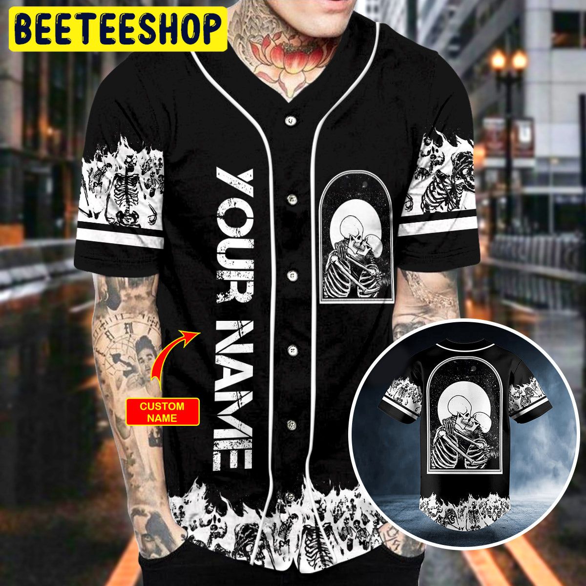 Kissing Flame Skull Custom Trending Baseball Jersey Kissing Flame Skull Custom Trending Baseball Jersey