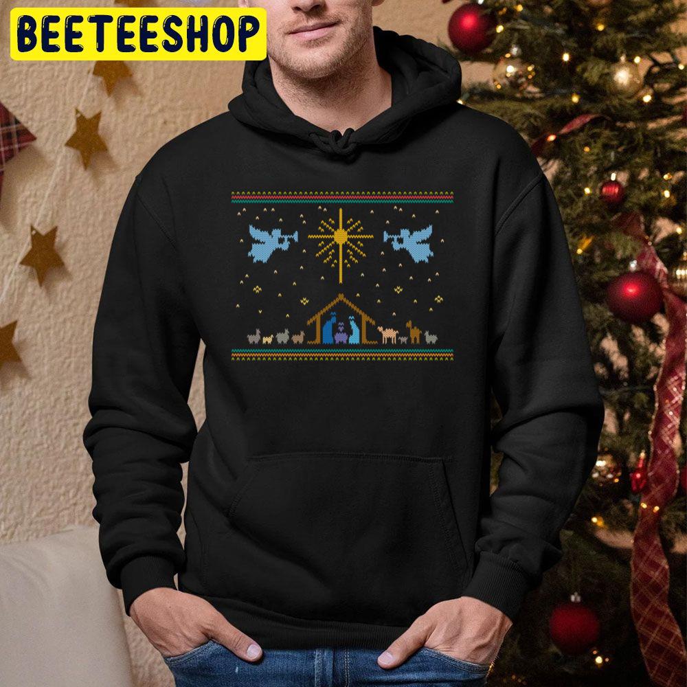 Knitted Nativity Ugly Merry Christmas Trending Unisex Hoodie Knitted Nativity Ugly Merry Christmas Trending Unisex Hoodie