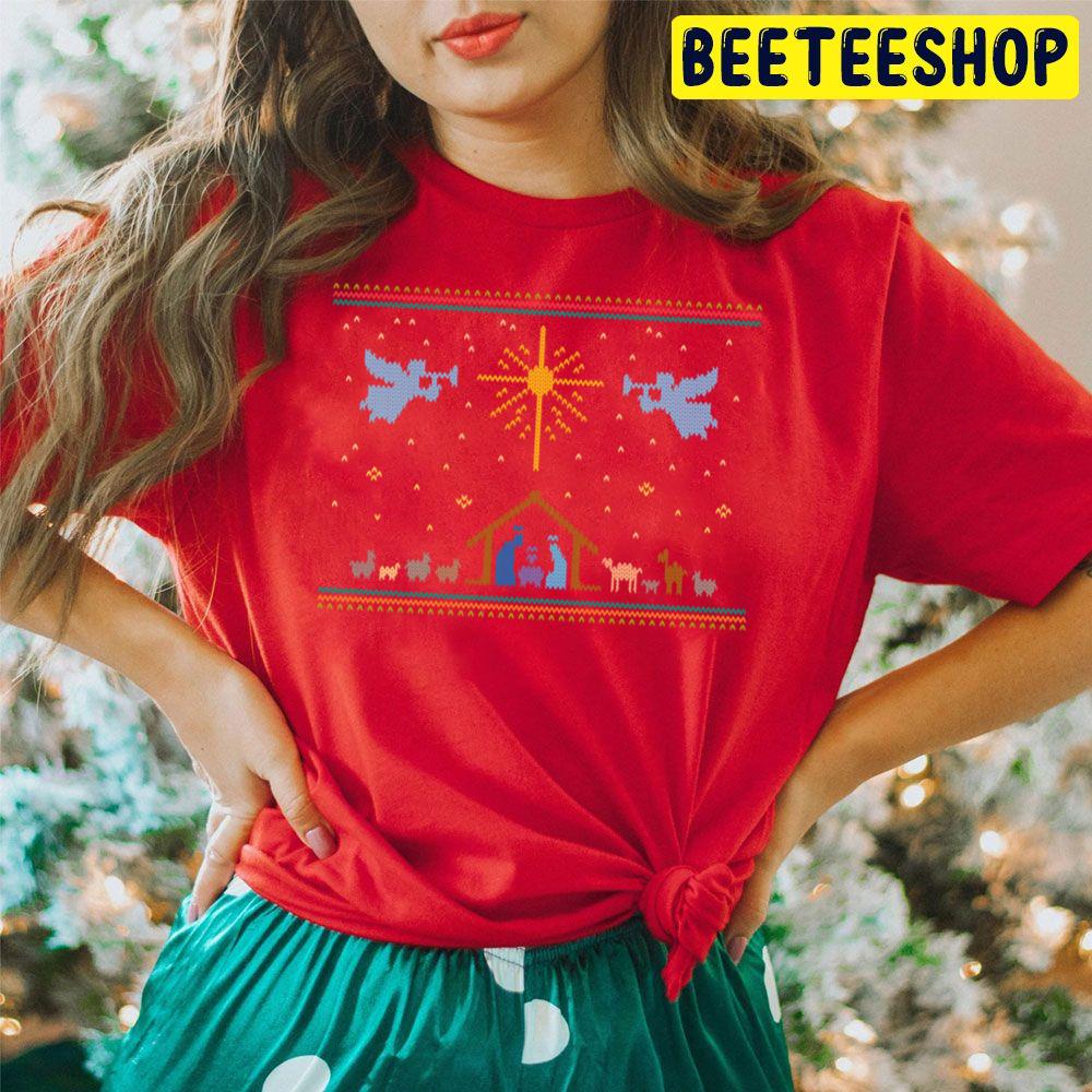 Knitted Nativity Ugly Merry Christmas Trending Unisex Hoodie Knitted Nativity Ugly Merry Christmas Trending Unisex Hoodie