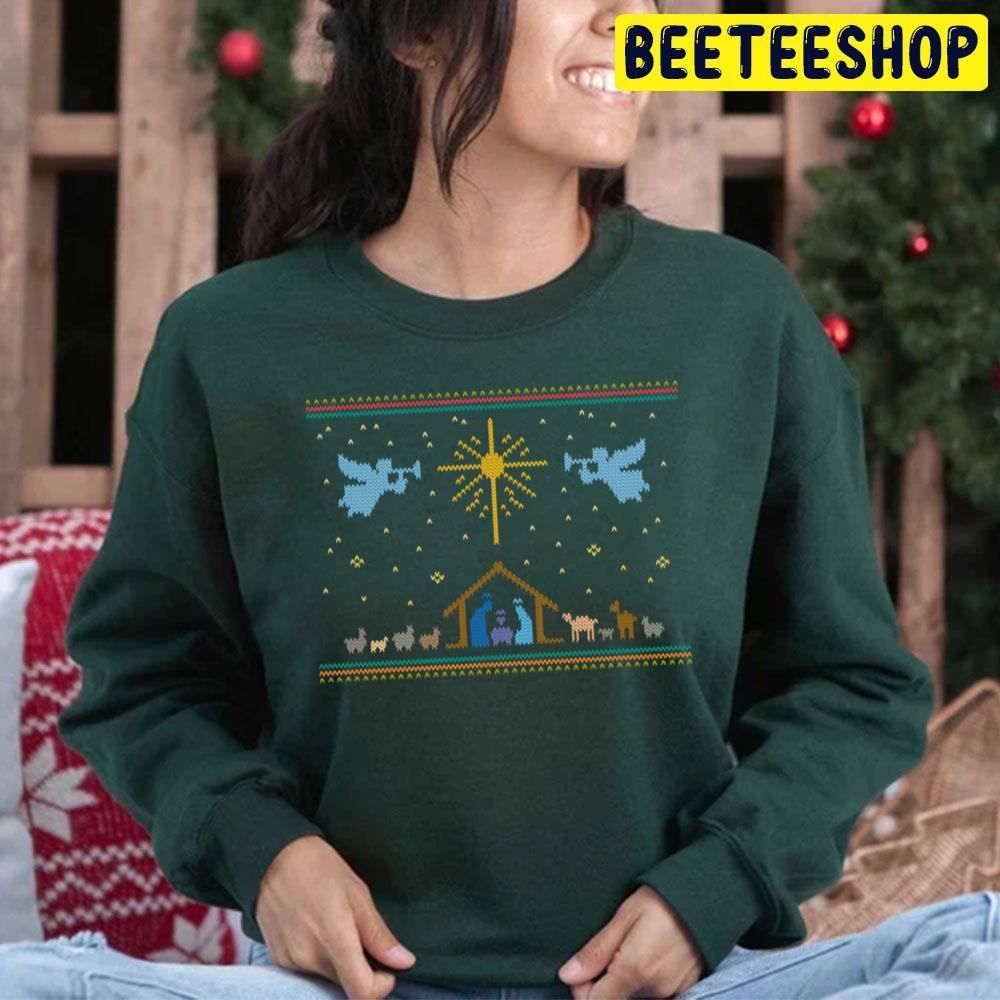 Knitted Nativity Ugly Merry Christmas Trending Unisex Hoodie Knitted Nativity Ugly Merry Christmas Trending Unisex Hoodie