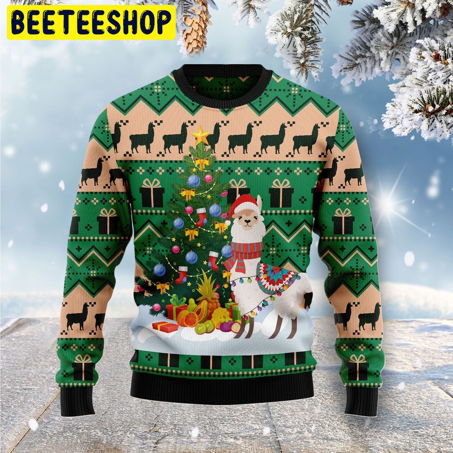 Llama Christmas Tree Trending Ugly Christmas Sweatshirt Llama Christmas Tree Trending Ugly Christmas Sweatshirt