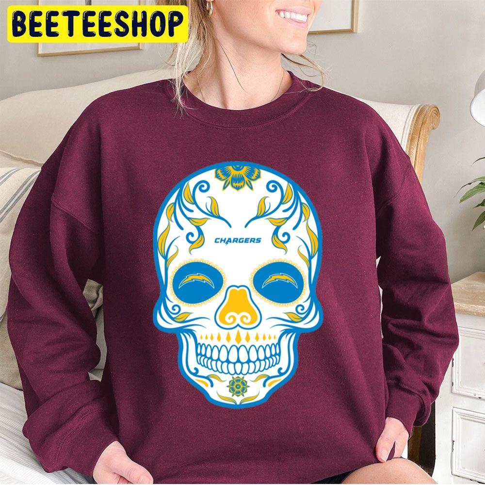 Los Angeles Chargers Football Skull Art Trending Unisex Sweatshirt Los Angeles Chargers Football Skull Art Trending Unisex Sweatshirt