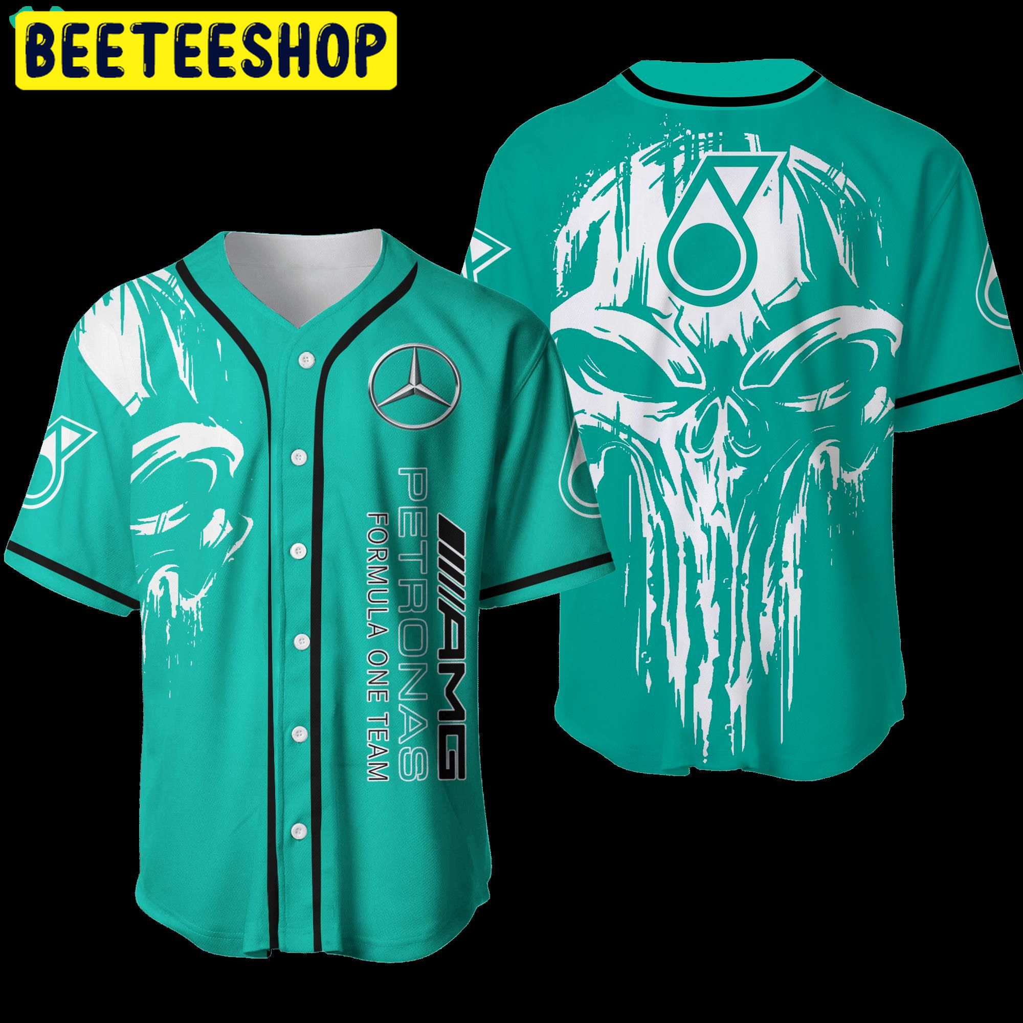 Mercedes-Amg Petronas Formula One Team Men's Round Collar Mint Trending Jersey Baseball Mercedes-Amg Petronas Formula One Team Men's Round Collar Mint Trending Jersey Baseball