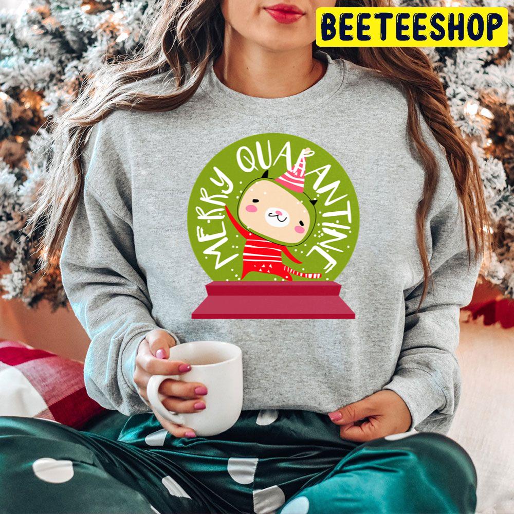 Merry Quarantine Happy Christmas Cat In A Snow Globe Trending Unisex Hoodie Merry Quarantine Happy Christmas Cat In A Snow Globe Trending Unisex Hoodie