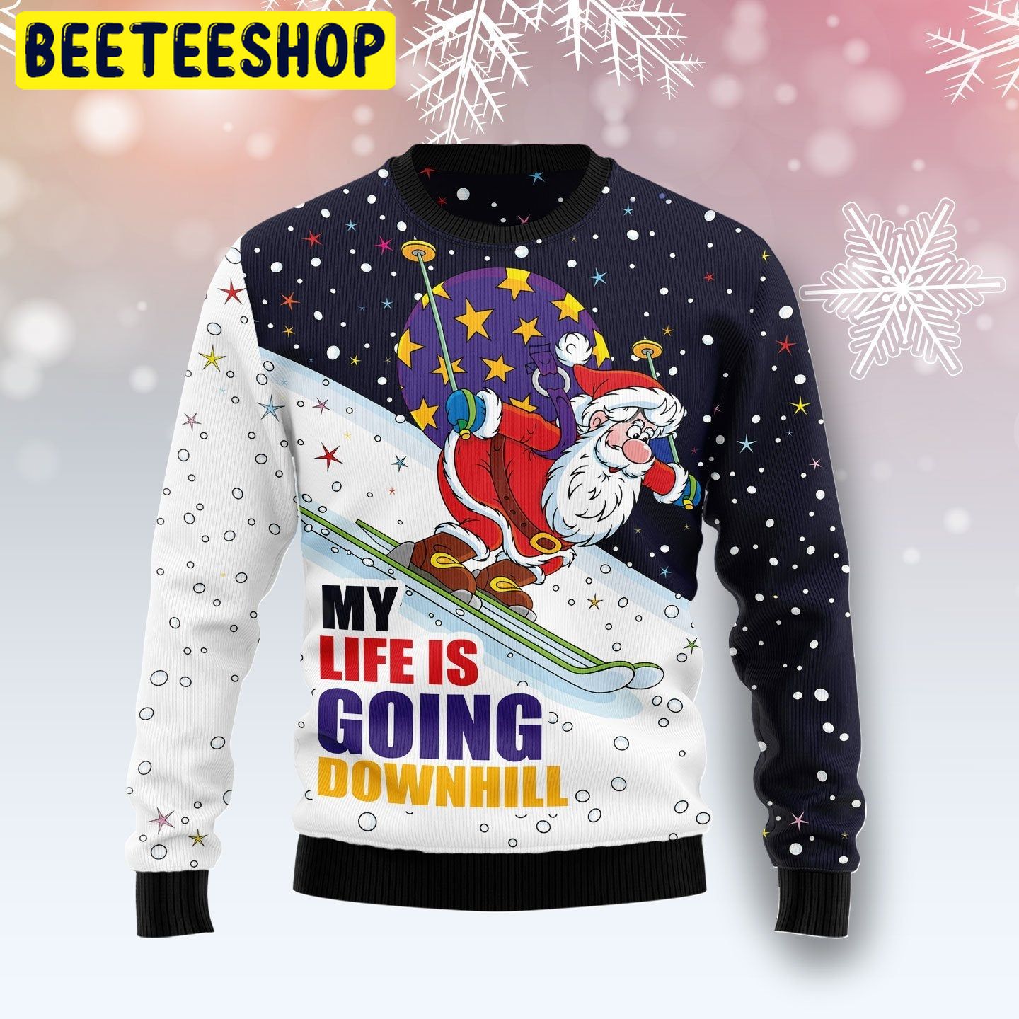 My Life Is Going Downhill Santa Claus Ski Trending Ugly Christmas Sweatshirt My Life Is Going Downhill Santa Claus Ski Trending Ugly Christmas Sweatshirt