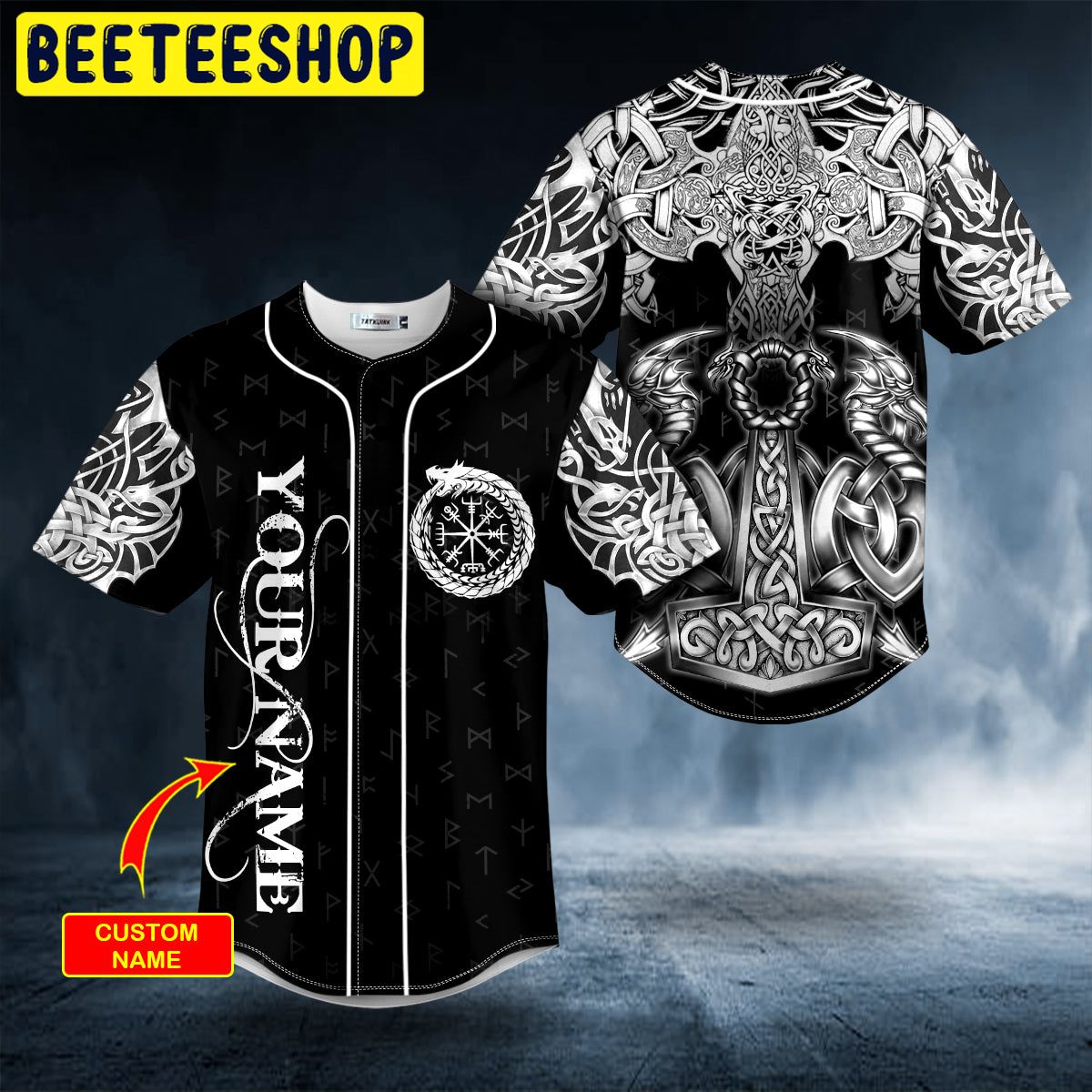 Norse Myth Viking Dragons Tattoo Custom Trending Baseball Jersey Norse Myth Viking Dragons Tattoo Custom Trending Baseball Jersey