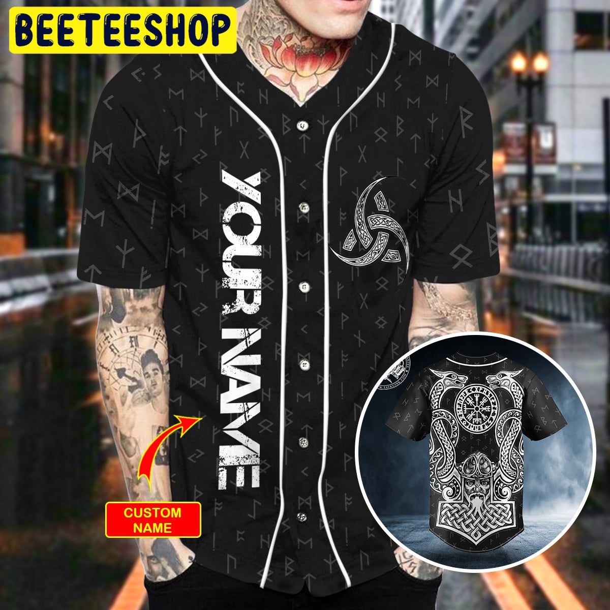 Odin Allfather Viking God Tattoo Custom Trending Baseball Jersey Odin Allfather Viking God Tattoo Custom Trending Baseball Jersey