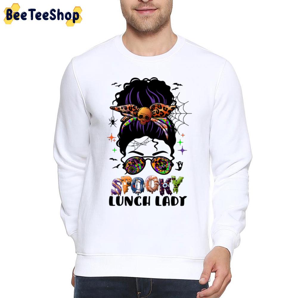 One Spooky Lunch Lady Skull Leopard Tie Dye Halloween Trending Unisex Sweatshirt One Spooky Lunch Lady Skull Leopard Tie Dye Halloween Trending Unisex Sweatshirt