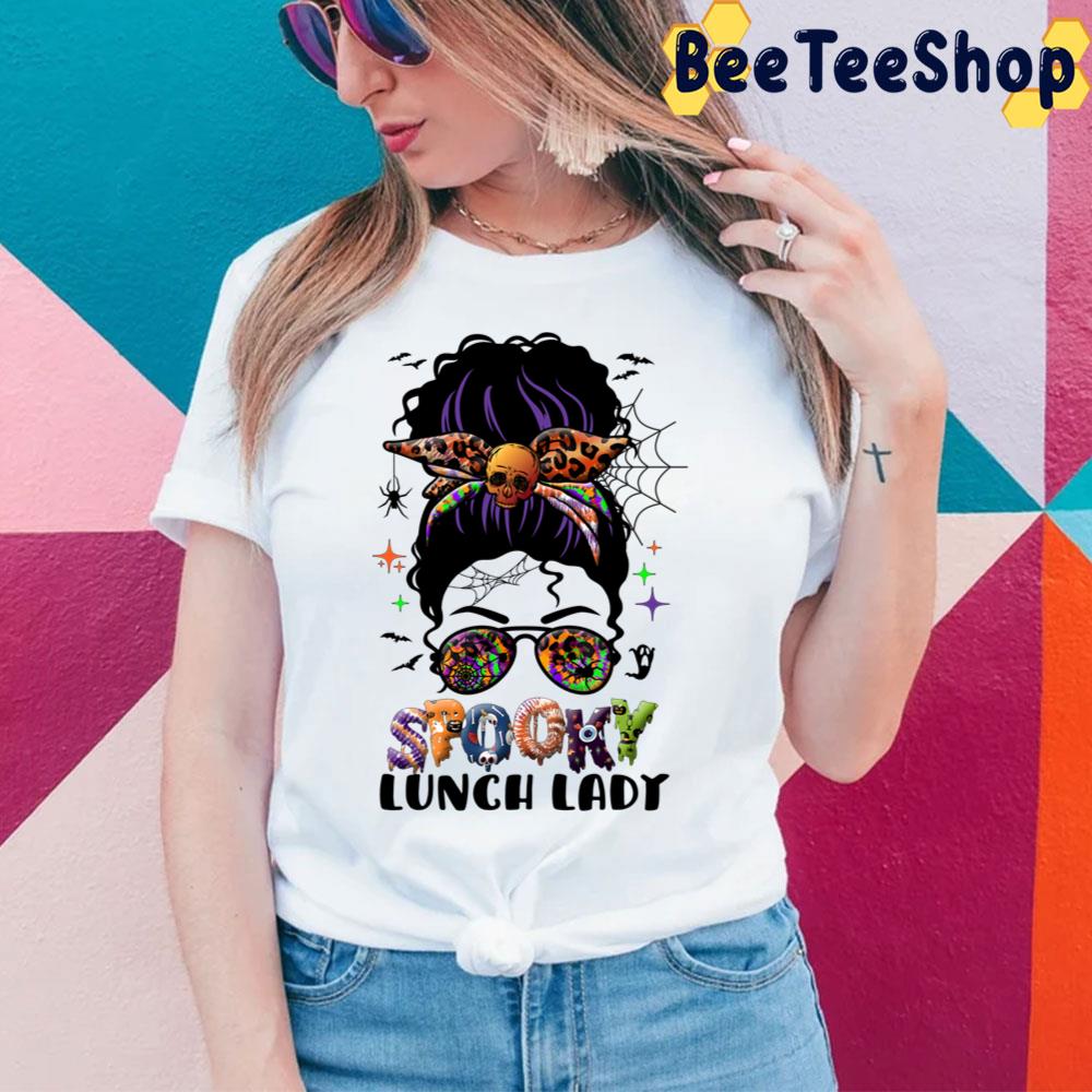 One Spooky Lunch Lady Skull Leopard Tie Dye Halloween Trending Unisex Sweatshirt One Spooky Lunch Lady Skull Leopard Tie Dye Halloween Trending Unisex Sweatshirt