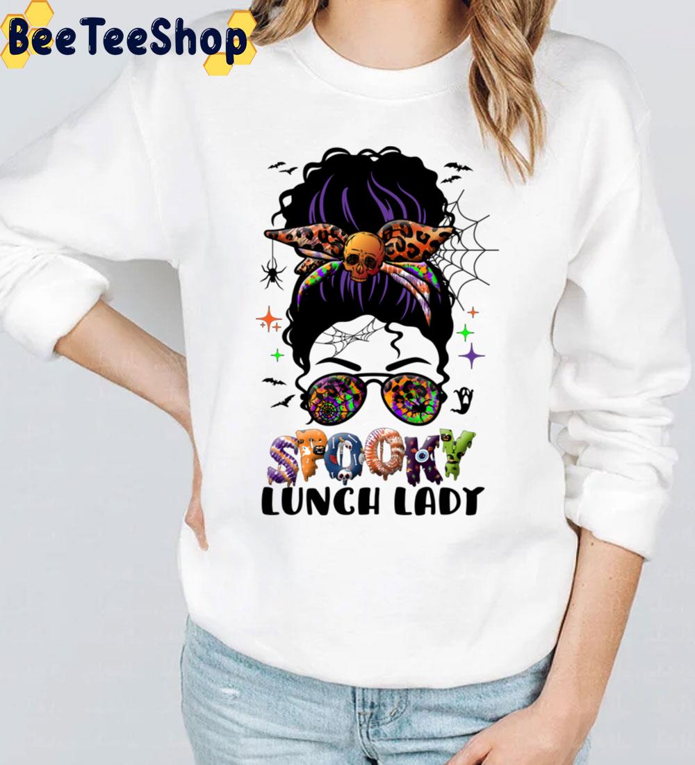 One Spooky Lunch Lady Skull Leopard Tie Dye Halloween Trending Unisex Sweatshirt One Spooky Lunch Lady Skull Leopard Tie Dye Halloween Trending Unisex Sweatshirt