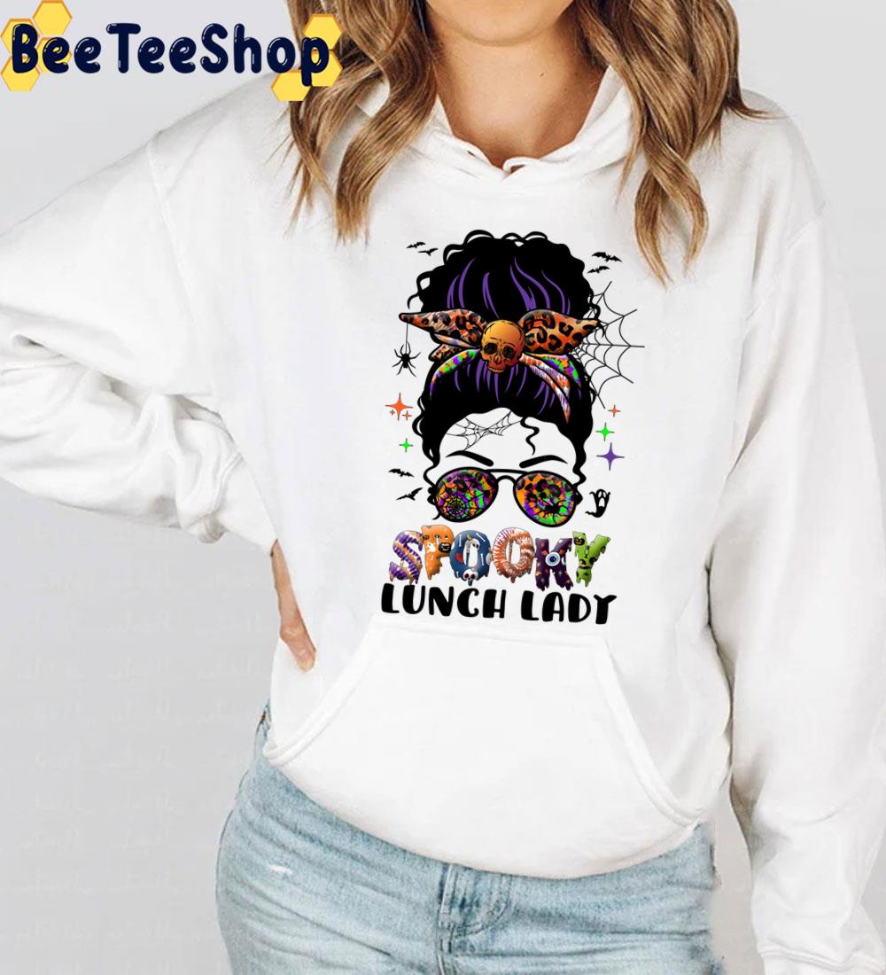 One Spooky Lunch Lady Skull Leopard Tie Dye Halloween Trending Unisex Sweatshirt One Spooky Lunch Lady Skull Leopard Tie Dye Halloween Trending Unisex Sweatshirt