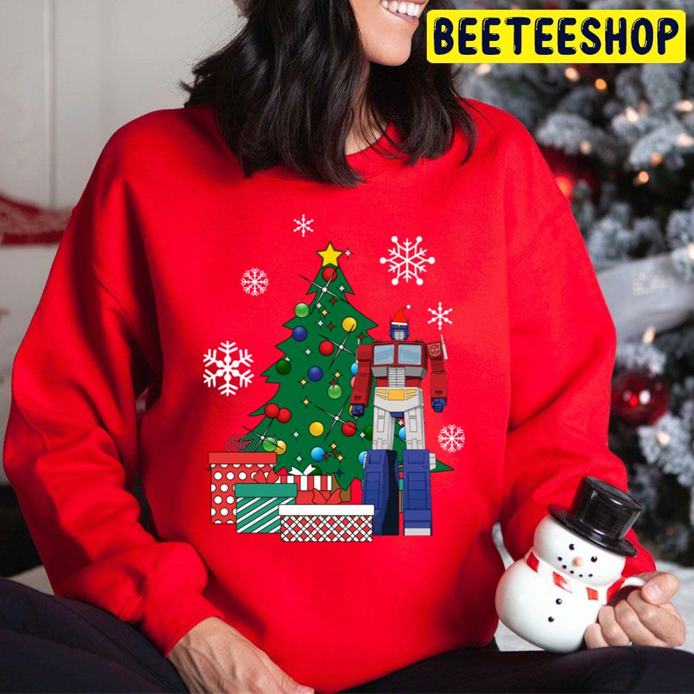 Optimus Prime Around The Christmas Tree Trending Unisex Hoodie Optimus Prime Around The Christmas Tree Trending Unisex Hoodie