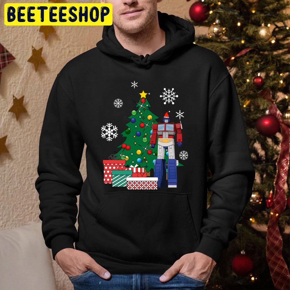Optimus Prime Around The Christmas Tree Trending Unisex Hoodie Optimus Prime Around The Christmas Tree Trending Unisex Hoodie