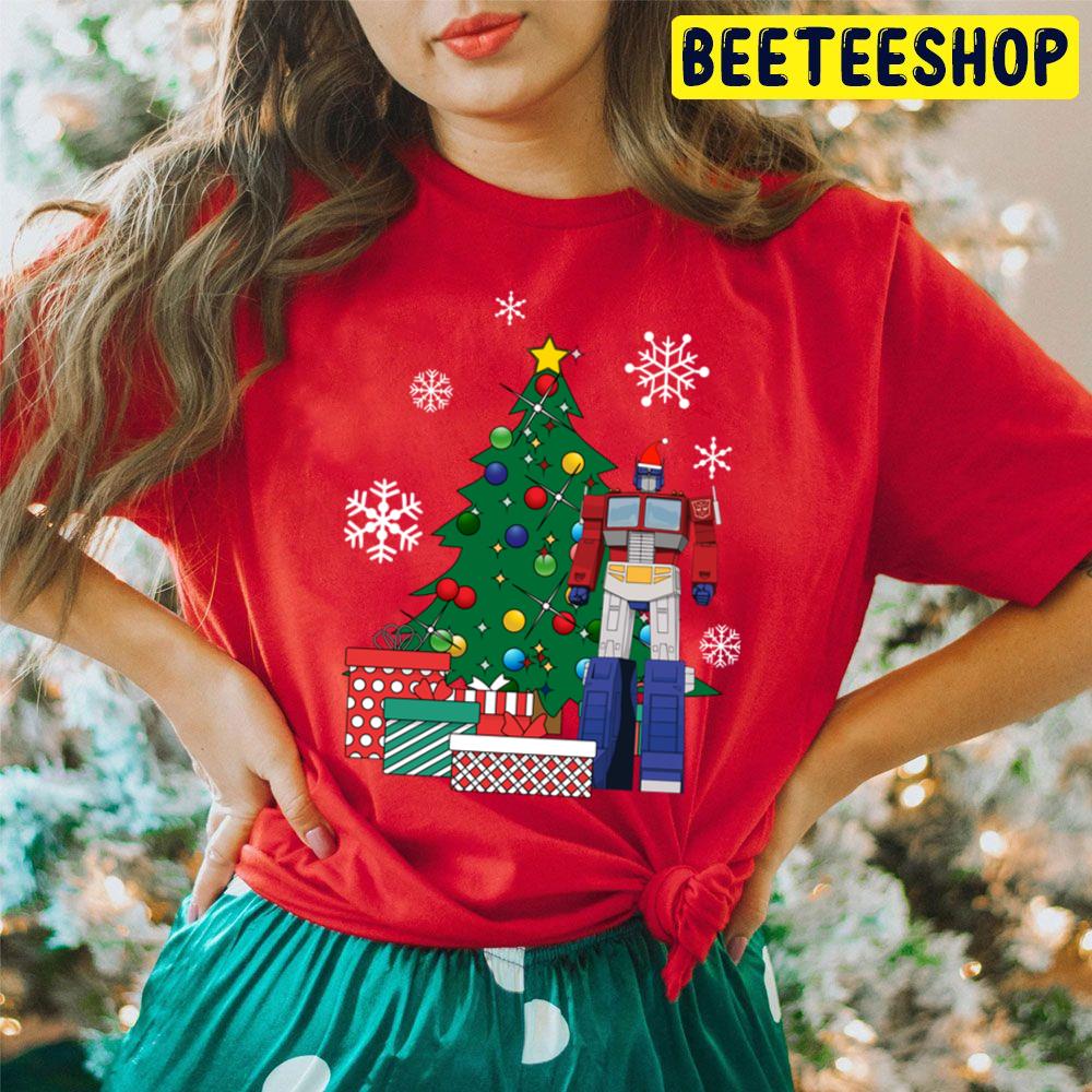 Optimus Prime Around The Christmas Tree Trending Unisex Hoodie Optimus Prime Around The Christmas Tree Trending Unisex Hoodie