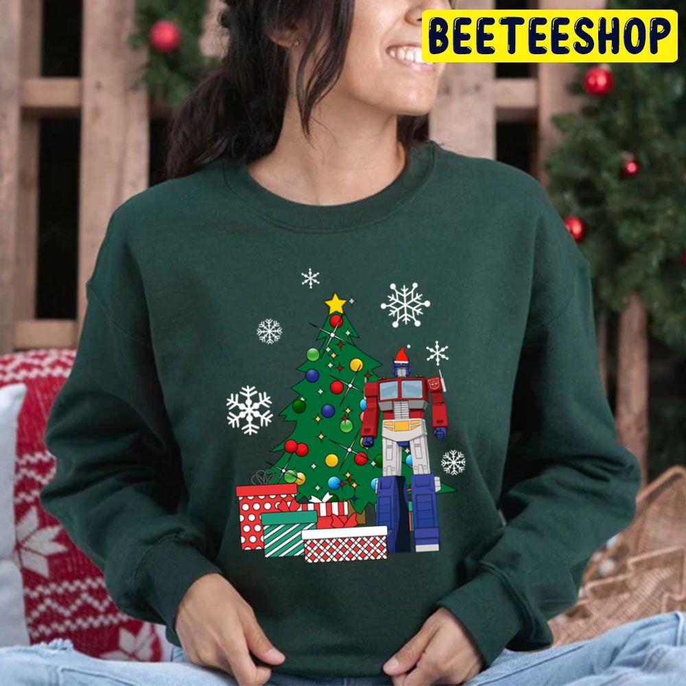Optimus Prime Around The Christmas Tree Trending Unisex Hoodie Optimus Prime Around The Christmas Tree Trending Unisex Hoodie