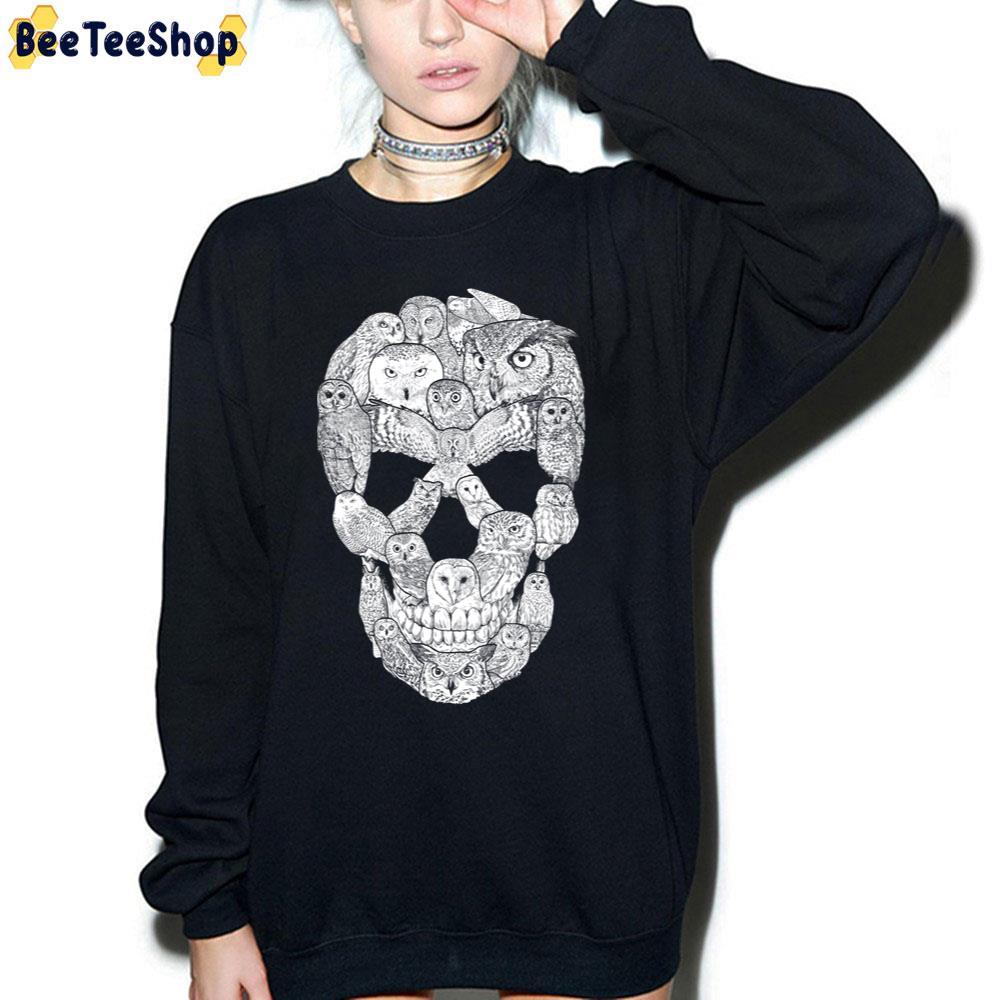 Owl Filled Skull Halloween Trending Unisex Sweatshirt Owl Filled Skull Halloween Trending Unisex Sweatshirt
