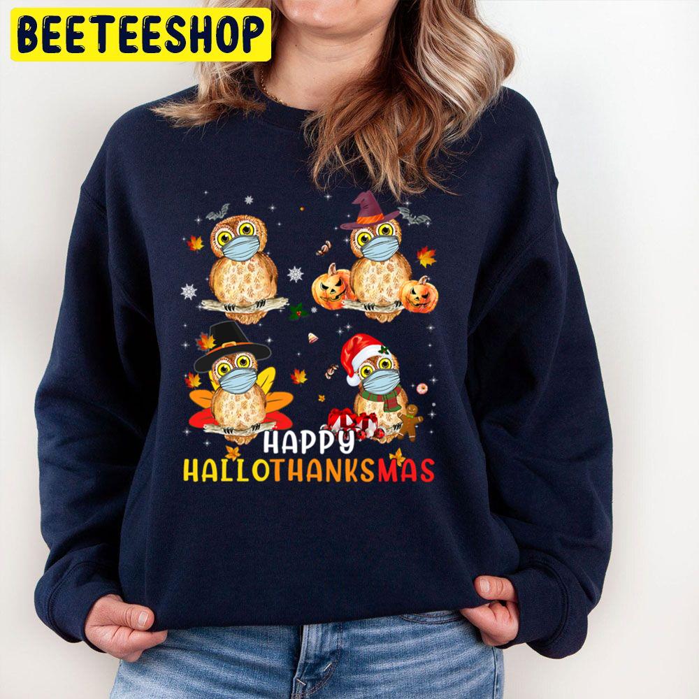 Owl HalloThanksMas Trending Unisex Sweatshirt Owl HalloThanksMas Trending Unisex Sweatshirt