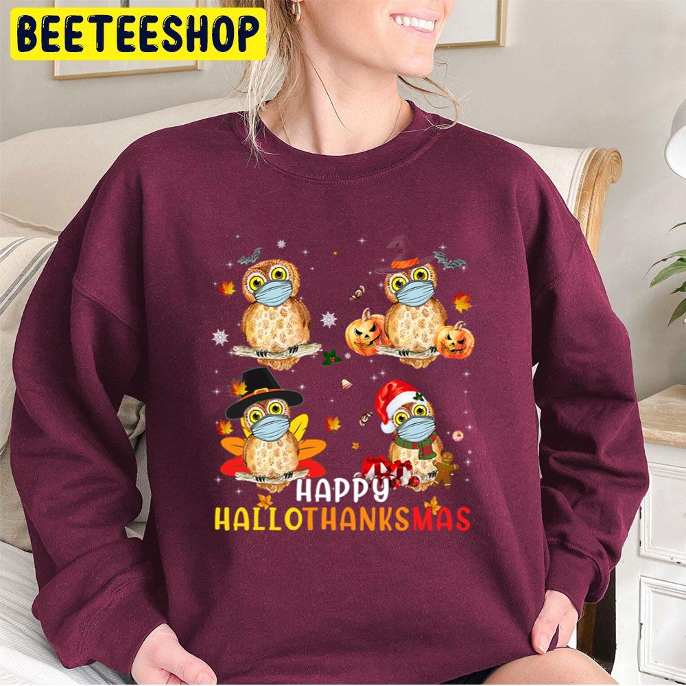 Owl HalloThanksMas Trending Unisex Sweatshirt Owl HalloThanksMas Trending Unisex Sweatshirt