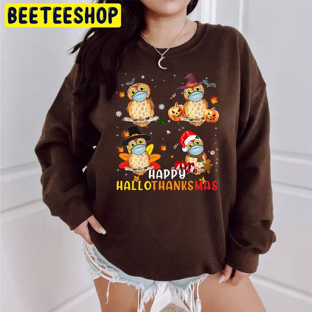 Owl HalloThanksMas Trending Unisex Sweatshirt Owl HalloThanksMas Trending Unisex Sweatshirt