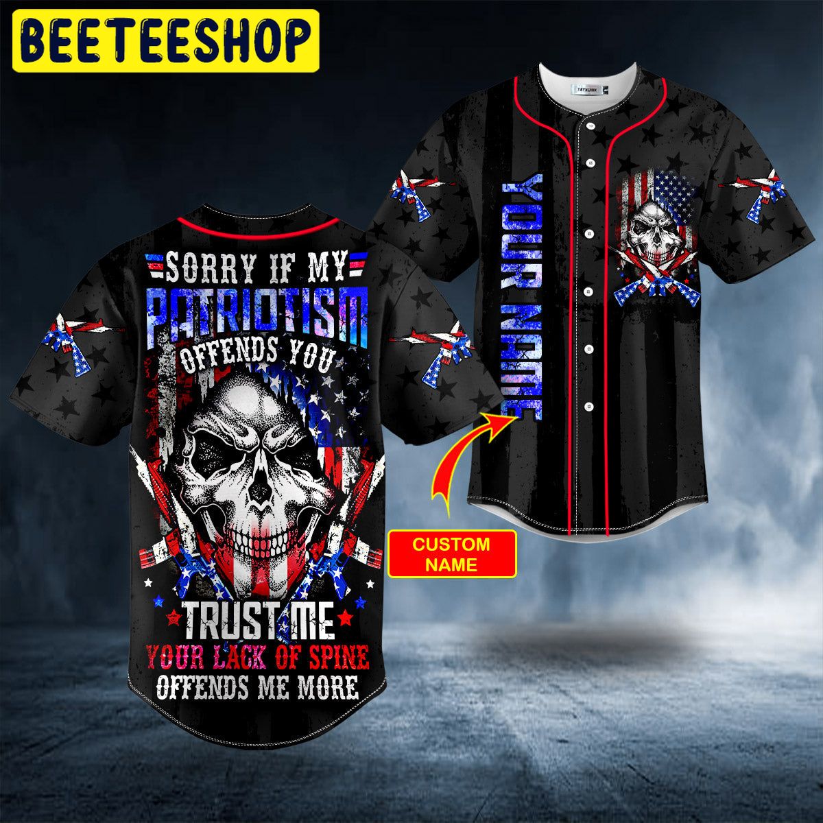 Patriotism Offends You American Flag Cross Gun Skull Custom Trending Baseball Jersey Patriotism Offends You American Flag Cross Gun Skull Custom Trending Baseball Jersey