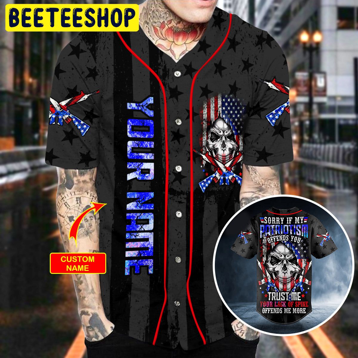 Patriotism Offends You American Flag Cross Gun Skull Custom Trending Baseball Jersey Patriotism Offends You American Flag Cross Gun Skull Custom Trending Baseball Jersey