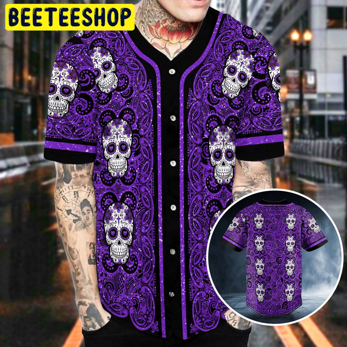 Pattern Of Sugar Skull Trending Baseball Jersey Pattern Of Sugar Skull Trending Baseball Jersey