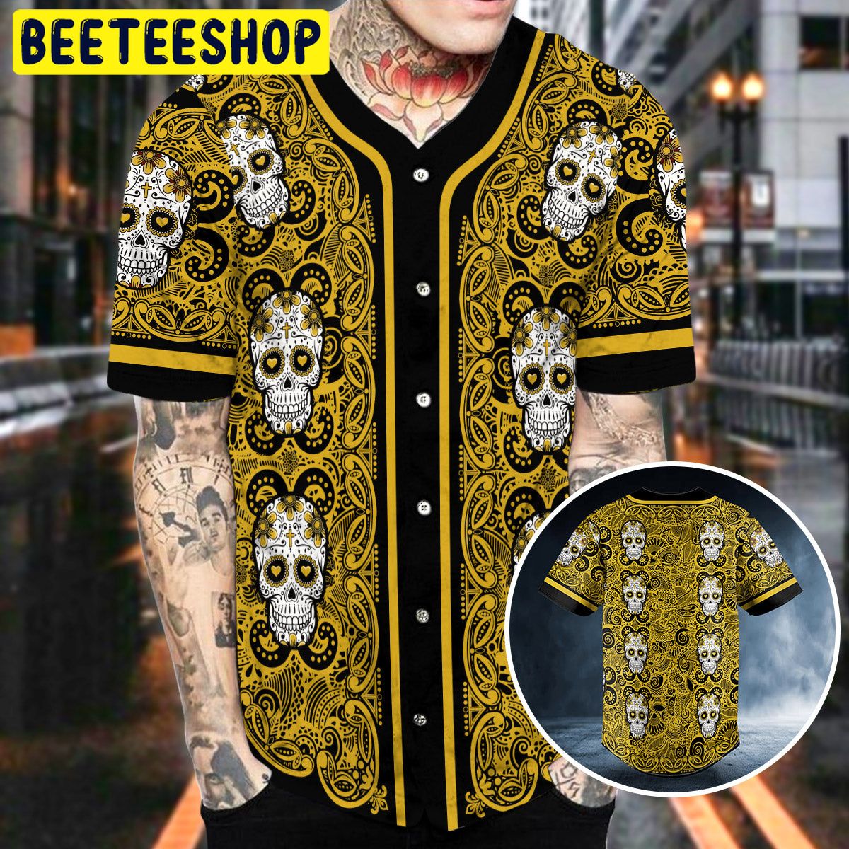 Pattern Of Sugar Skull Trending Baseball Jersey Pattern Of Sugar Skull Trending Baseball Jersey