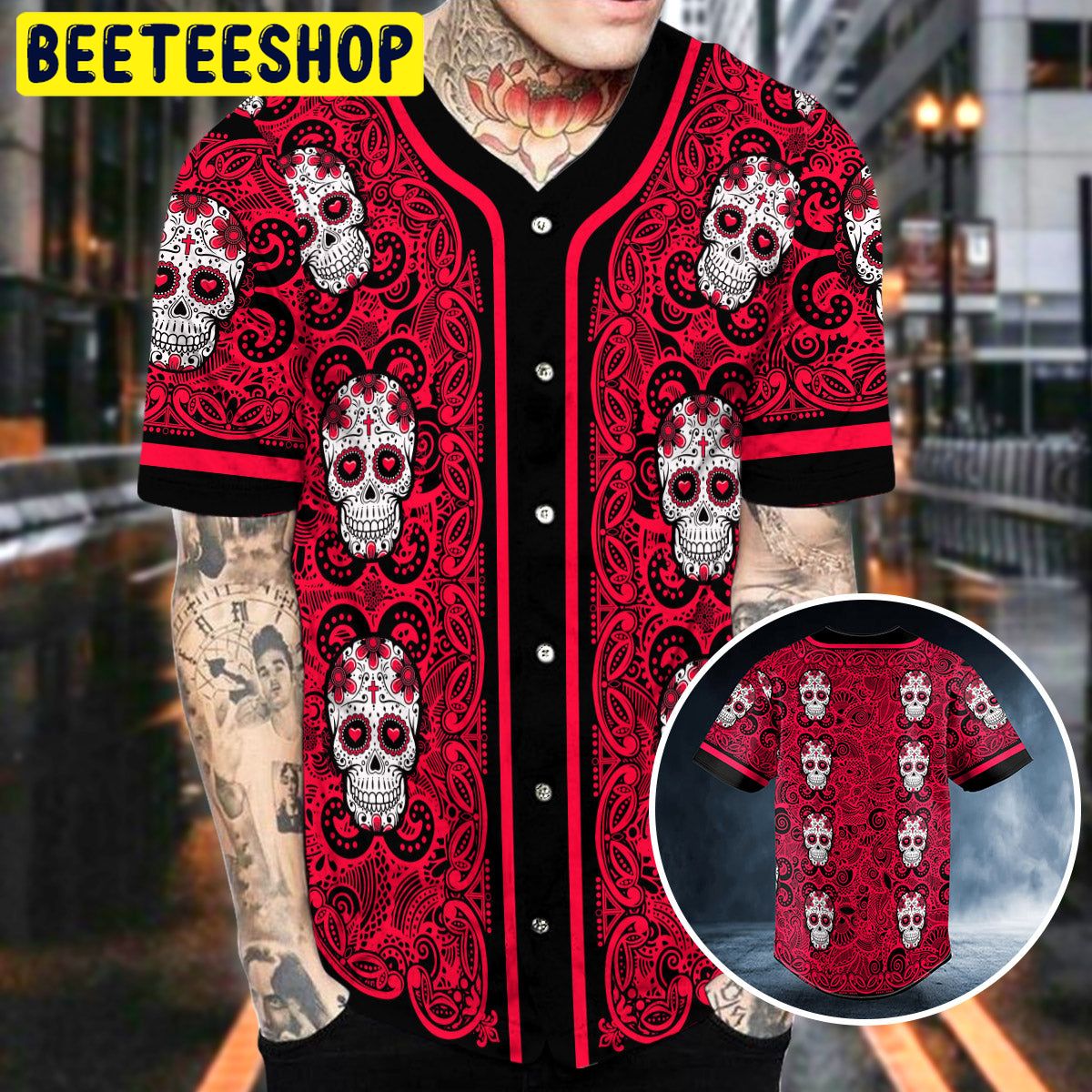 Pattern Of Sugar Skull Trending Baseball Jersey Pattern Of Sugar Skull Trending Baseball Jersey