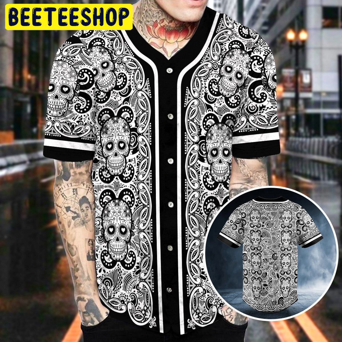Pattern Of Sugar Skull Trending Baseball Jersey Pattern Of Sugar Skull Trending Baseball Jersey