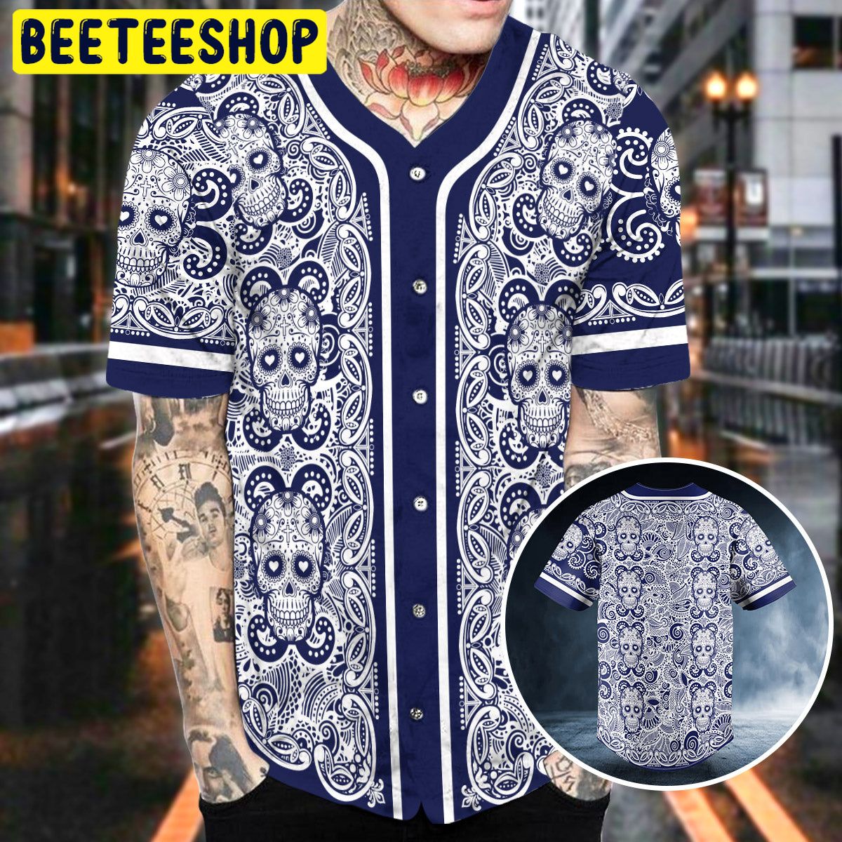 Pattern Of Sugar Skull Trending Baseball Jersey Pattern Of Sugar Skull Trending Baseball Jersey