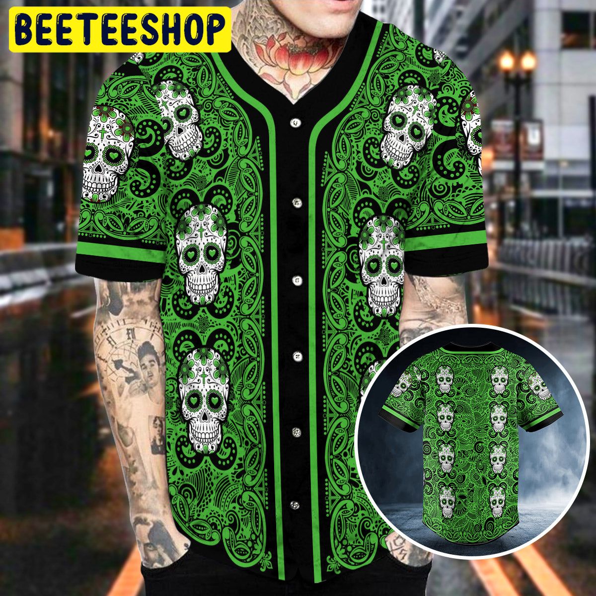 Pattern Of Sugar Skull Trending Baseball Jersey Pattern Of Sugar Skull Trending Baseball Jersey
