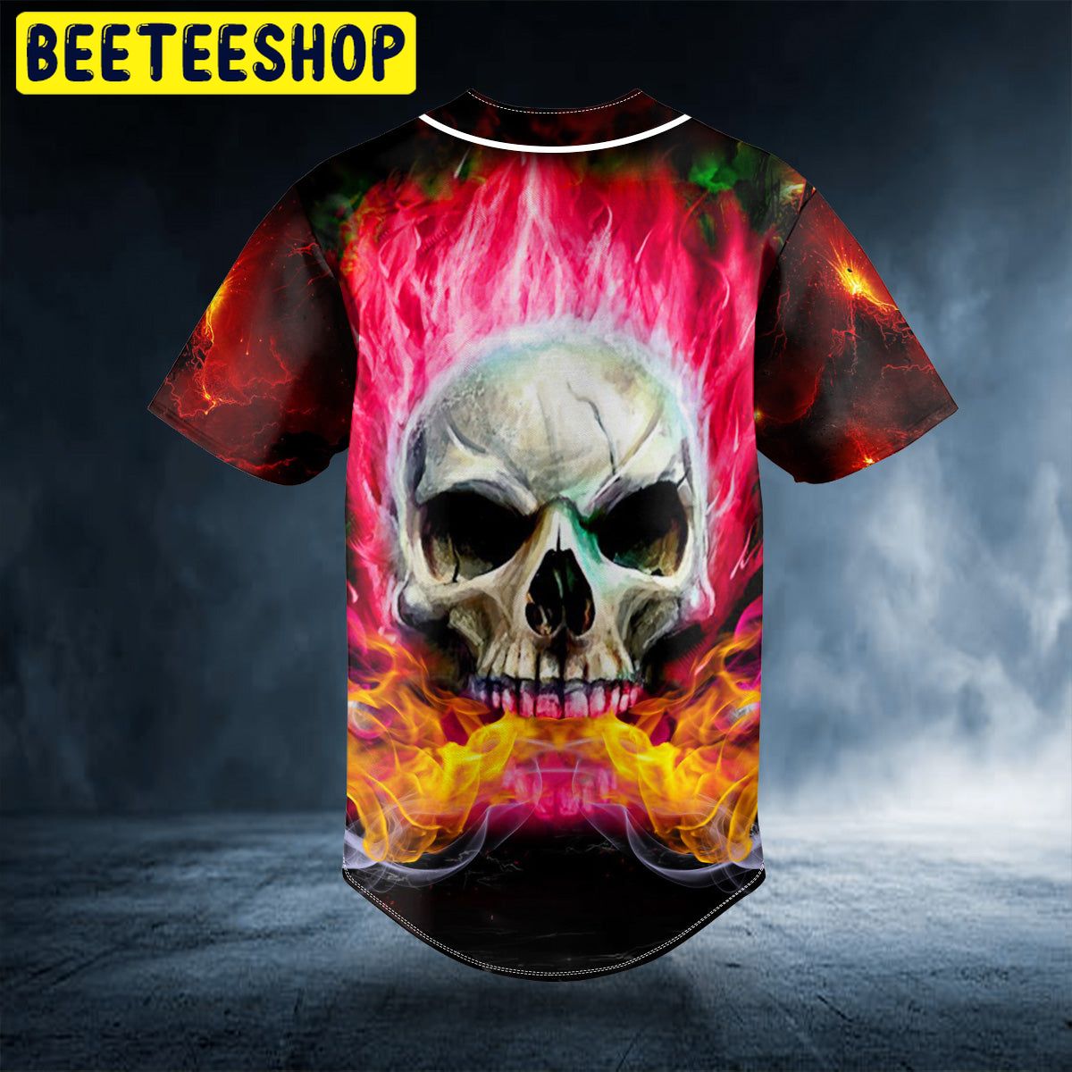 Pink Flaming Skull Custom Black Trending Baseball Jersey Pink Flaming Skull Custom Black Trending Baseball Jersey