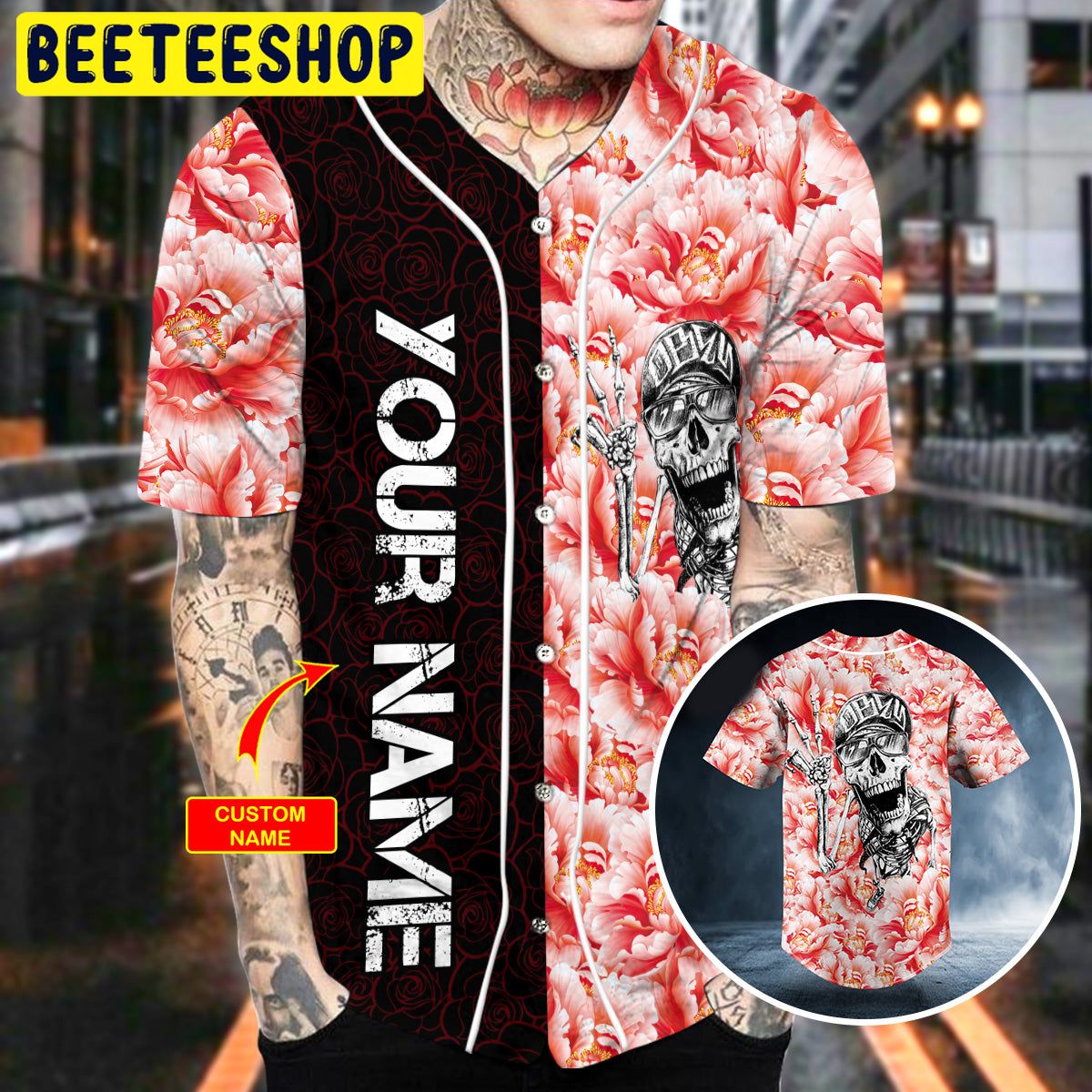 Pink Peony Hi Hiphop Skull Custom Trending Baseball Jersey Pink Peony Hi Hiphop Skull Custom Trending Baseball Jersey