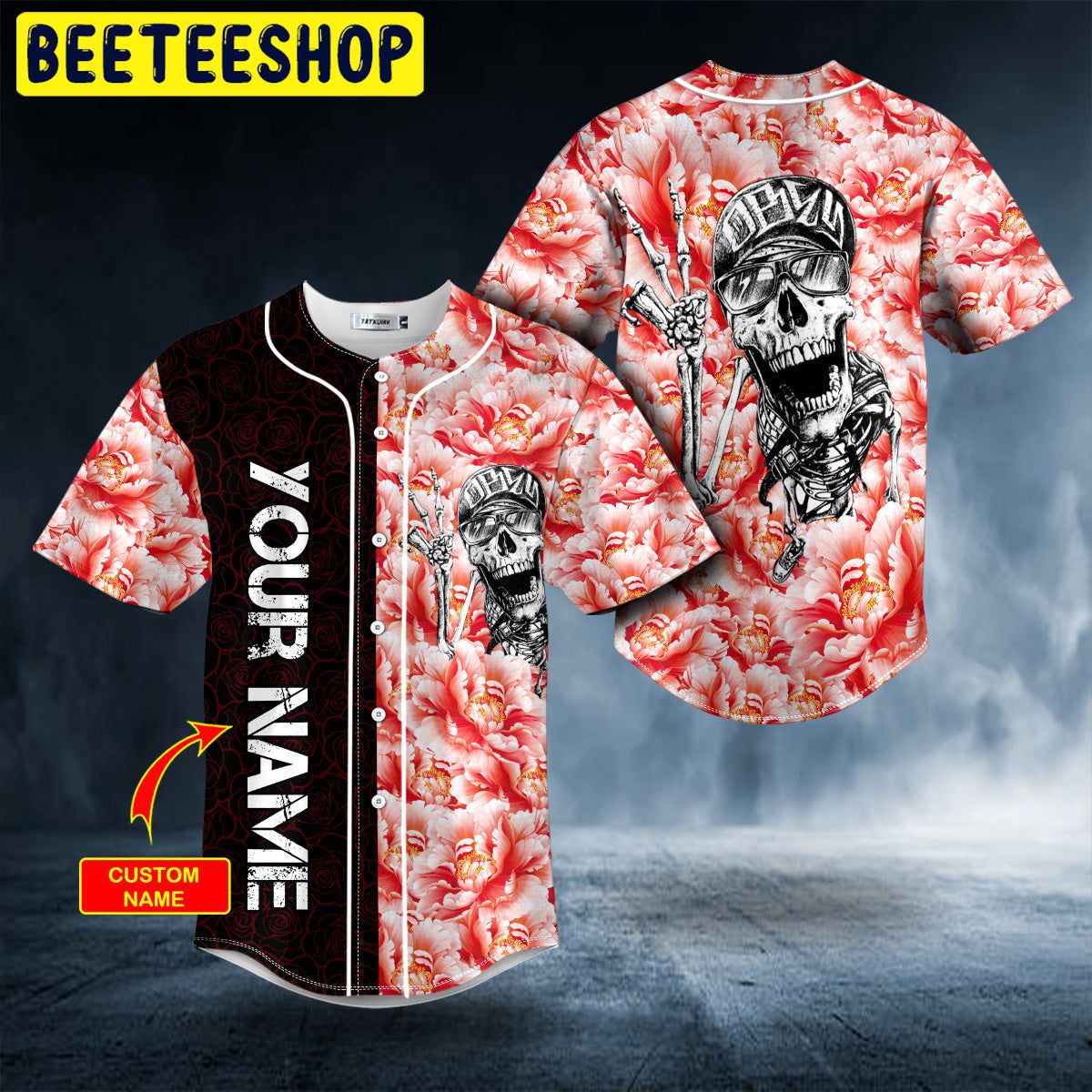 Pink Peony Hi Hiphop Skull Custom Trending Baseball Jersey Pink Peony Hi Hiphop Skull Custom Trending Baseball Jersey
