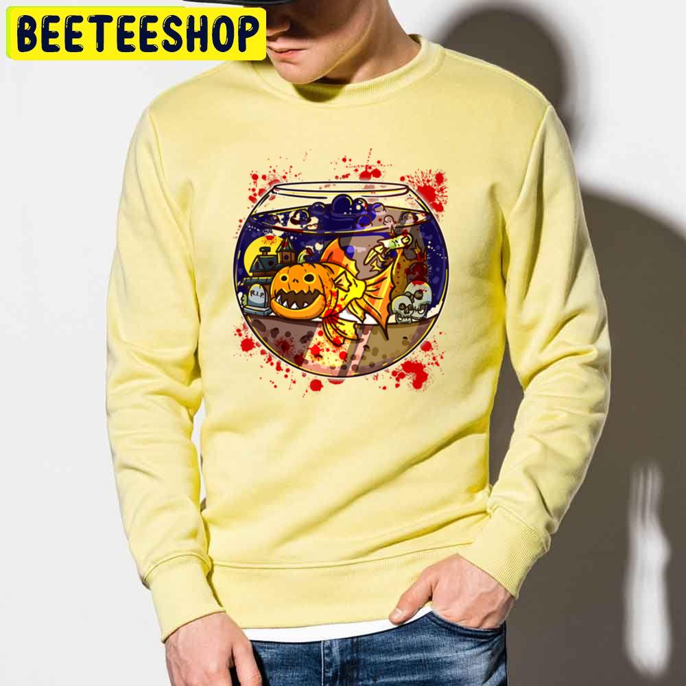 Pumpkin Face Piranha Goldfish Character Trending Unisex Sweatshirt Pumpkin Face Piranha Goldfish Character Trending Unisex Sweatshirt