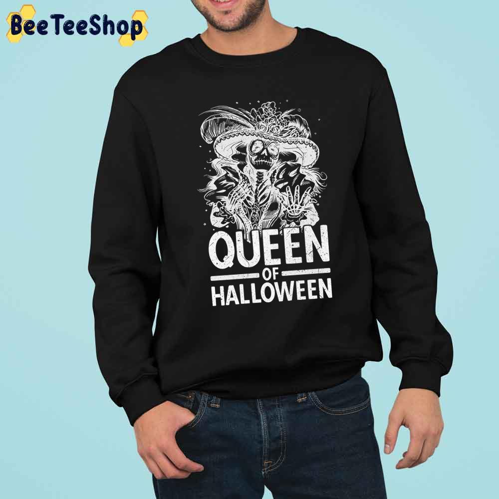 Queen Of Halloween Woman Skeleton Skull Trending Unisex Sweatshirt Queen Of Halloween Woman Skeleton Skull Trending Unisex Sweatshirt